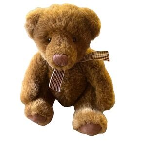 Russ‎ Berrie Winslow Brown Teddy Bear Plaid Ribbon Plush Stuffed Animal 2812